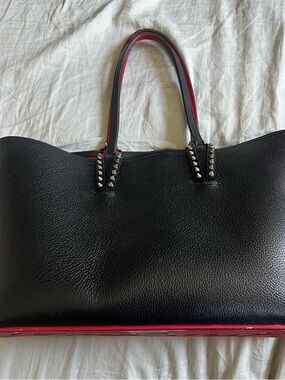 Christian Louboutin Cabata Small Tote Calfskin Leather Bag Vintage Authentic